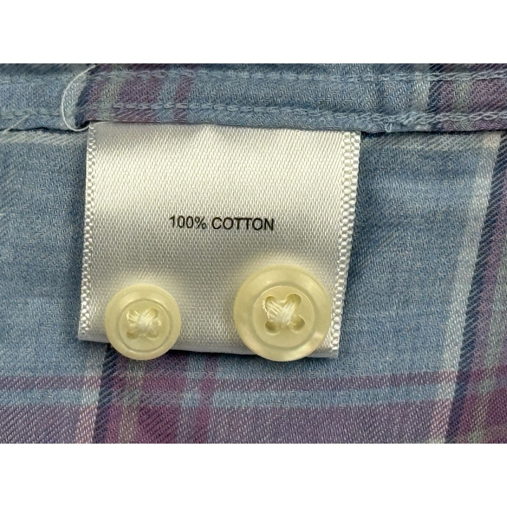 Peter Millar Summer Comfort Blue & Purple Plaid Button Down Shirt Sz Medium - Picture 7 of 8
